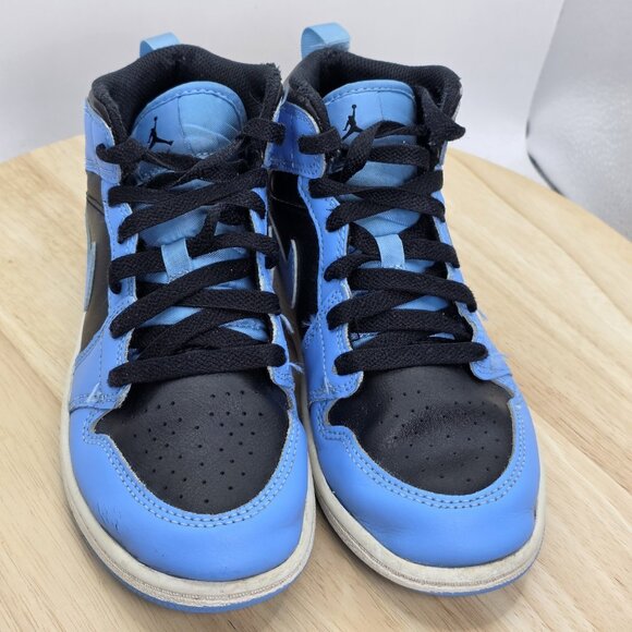 Nike Boys Air Jordan 1 Mid DQ8424-401 Blue Basketball Shoes Sneakers Size 2Y - Picture 4 of 9